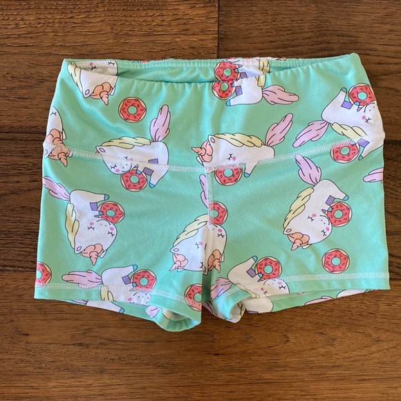 *RARE* Fleo + Doughnuts & Deadlifts unicorn doughnut shorts, size S - Picture 1 of 7
